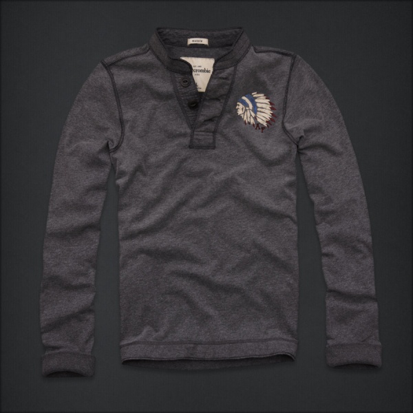 Abercrombie Fitch Hombres Ponte de pie de cuello Largo Remera AF6191